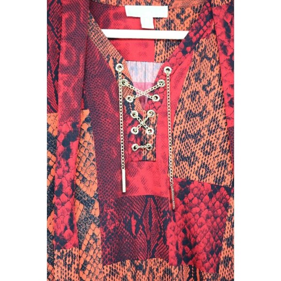 Michael Kors Long Sleeve Roll-Tabbed Dress-Size XS-Chains - Picture 4 of 12